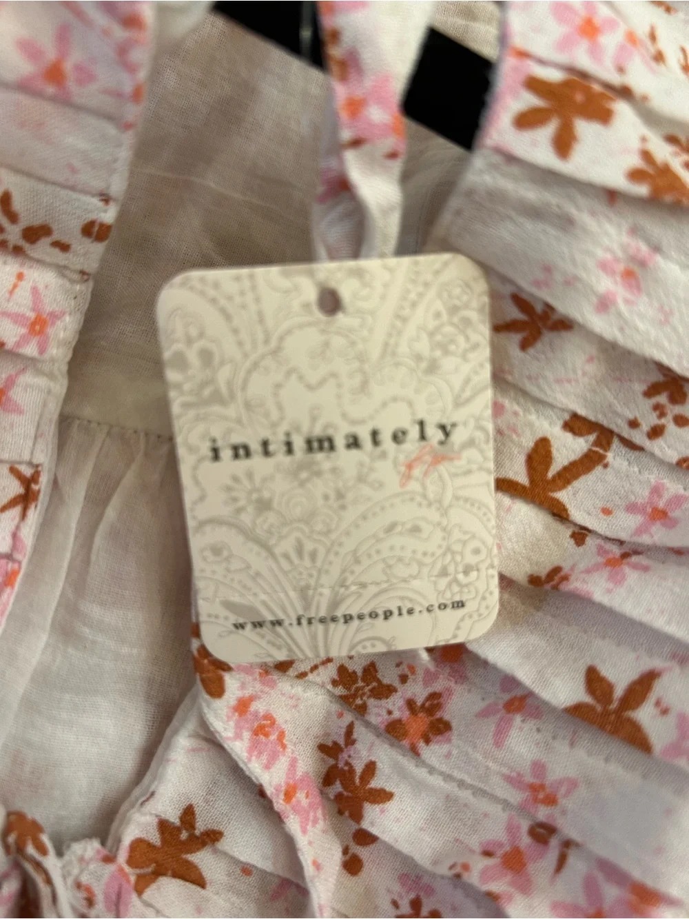Free People White Bodysuit with Pink and Brown Floral Print